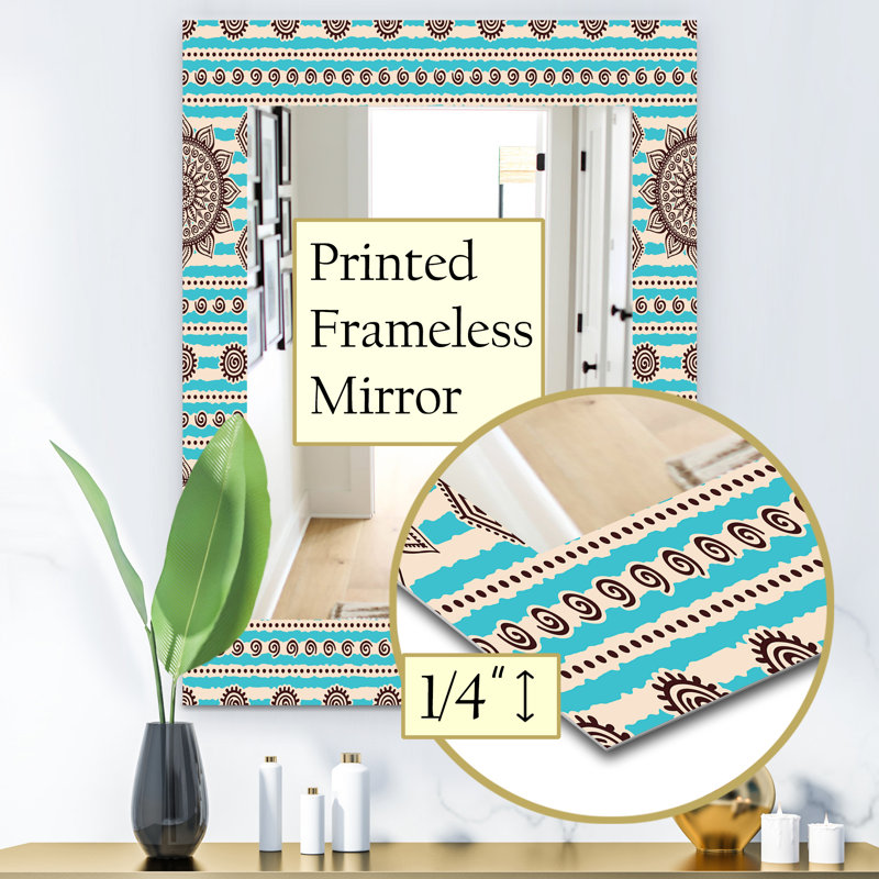 Miroir mural décoratif bohémien et éclectique rétro, H 24 po x l 32 po