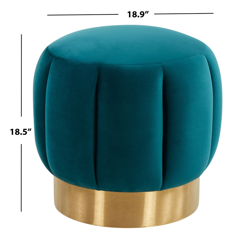 Maxine Round Ottoman, Petrol Velvet