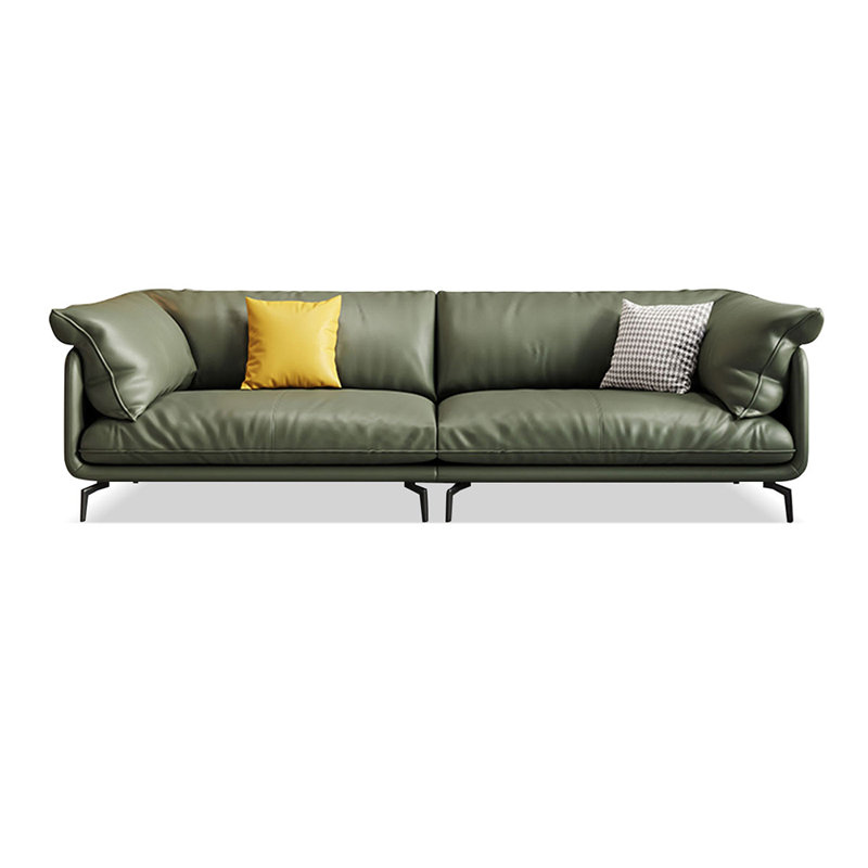 Canapé modulaire vert en cuir véritable, H 33,86 po x l 110,24 po x P 37,40 po, 4