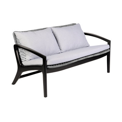 Durable Modern Patio Sofas, Eucalyptus Wood With White Cushions
