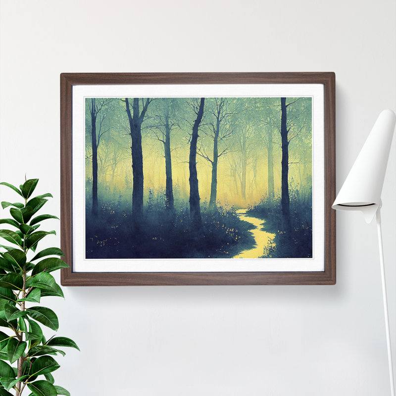 Summer Forest Pathway Vol.6 - Single Picture Frame Painting, 46cm H x 64cm W x 2cm D, Walnut