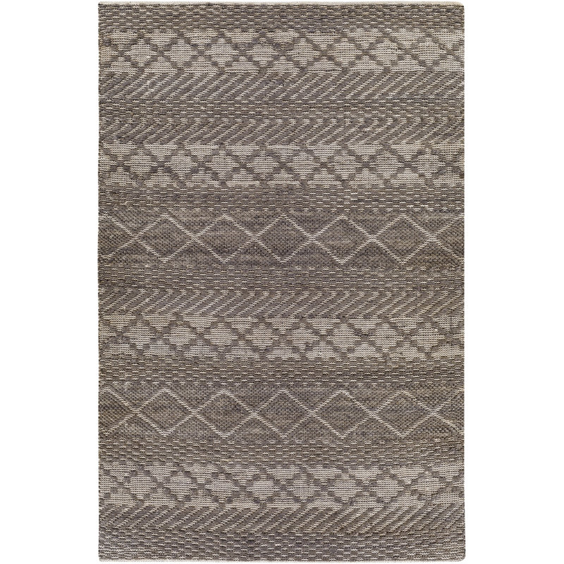 Tapis gris moyen en laine tissé à la main Colin, Rectangle 5 pi x 7 pi 6 po