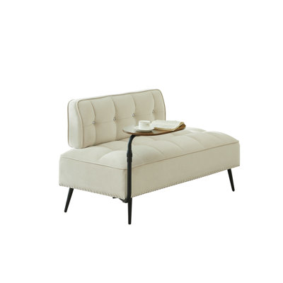 Causeuse de canapé 54 po en velours capitonné avec table d'appoint