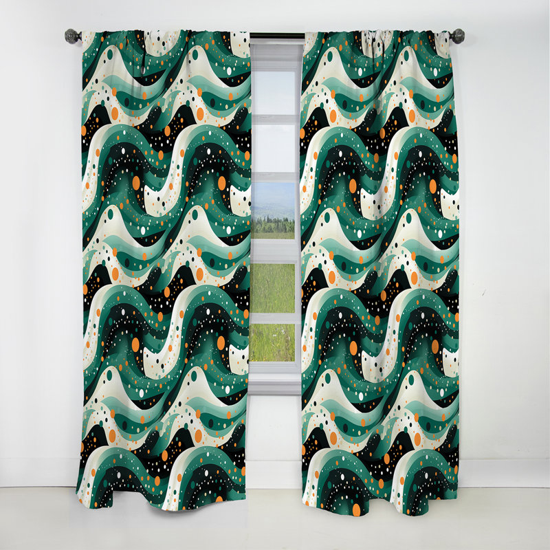 Motif tourbillon à pois nomade III - rideau abstrait - rideau occultant - 1 panneau, L 52 po x L 95 po