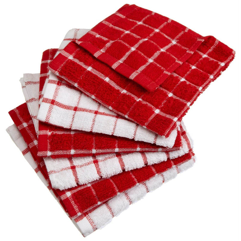 Cerca Waffle Dish Cloth Kitchen Towel, Red