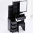 Small Space Vanity With Cushioned Stool, Massive Sliding Mirror, Multi-layered Storage, Black Dresser For Confined Room Areas Table Extra Large Mirror & Chair, Multi-layer Storage Bedrooms, Black, ,-538394504