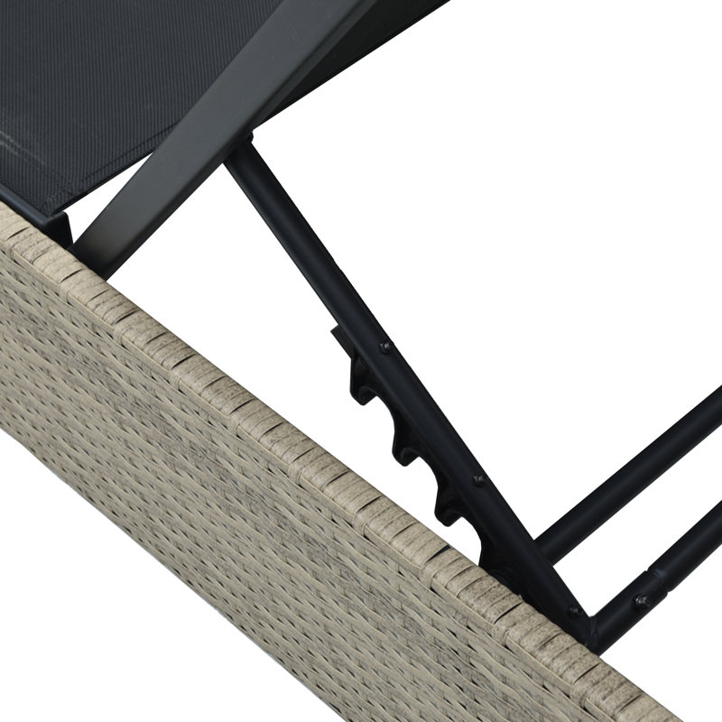 Sun Lounger Reclining Poly Rattan Outdoor Chair Garden Recliner Patio, Beige