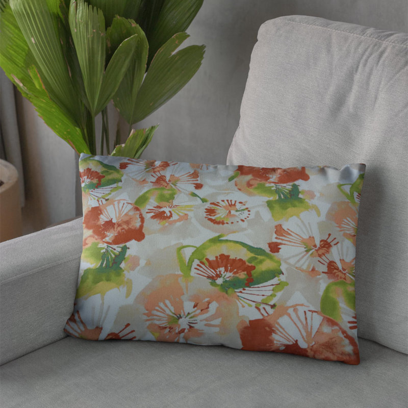Coussin décoratif Plutus Green Beige Red Earthy Elegance iKat Luxury, Rectangulaire, H 12 po x l 20 po