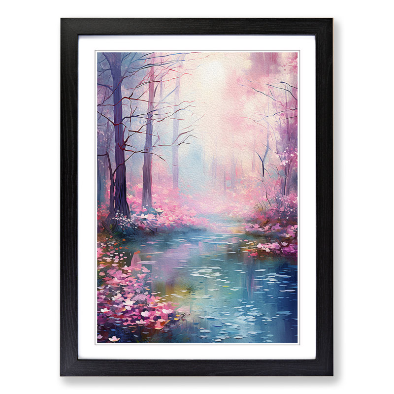 Spring Forest Digital - Single Picture Frame Print on Wood, Black Framed, 34cm H x 25cm W