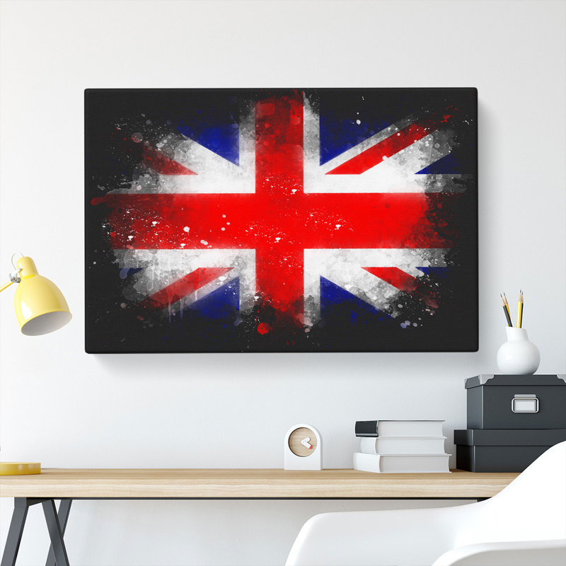 Union Jack British Flag Vol.1 Paint Splash - Wrapped Canvas, 35cm H x 50cm W x 3cm D