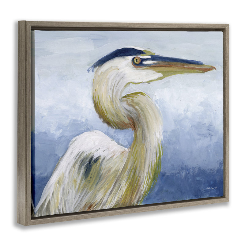«Heron & Blue Gradient Brown» par Stellar Design Studio, Cadre flottant orme Montalcino, H 17 po x l 21 po