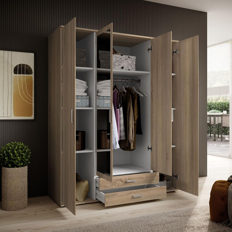 Qirat Manufactured Wood Wardrobe, Oak Sonoma