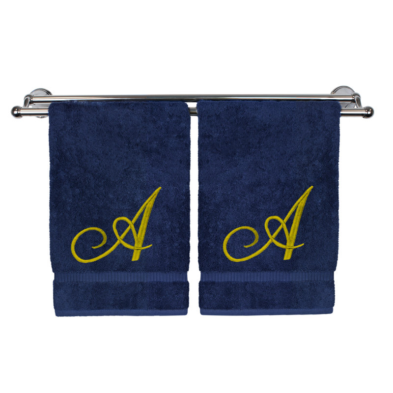 Super Plush Hand Towel, Navy/Gold, A