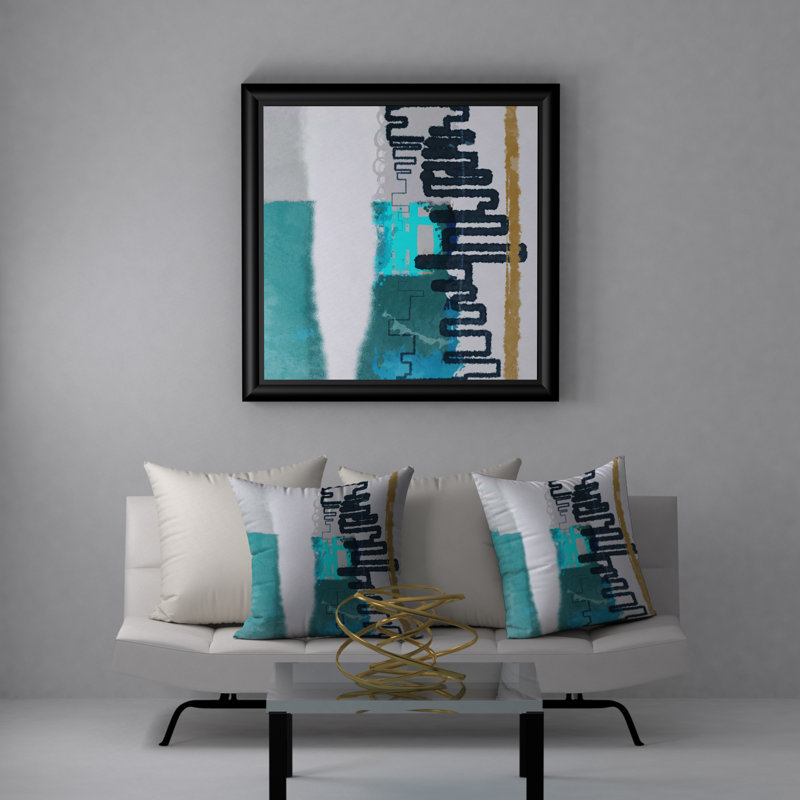 Housse de coussin décorative carrée en forme de fortune invitant, 24 po x 24 po, Abstrait 1