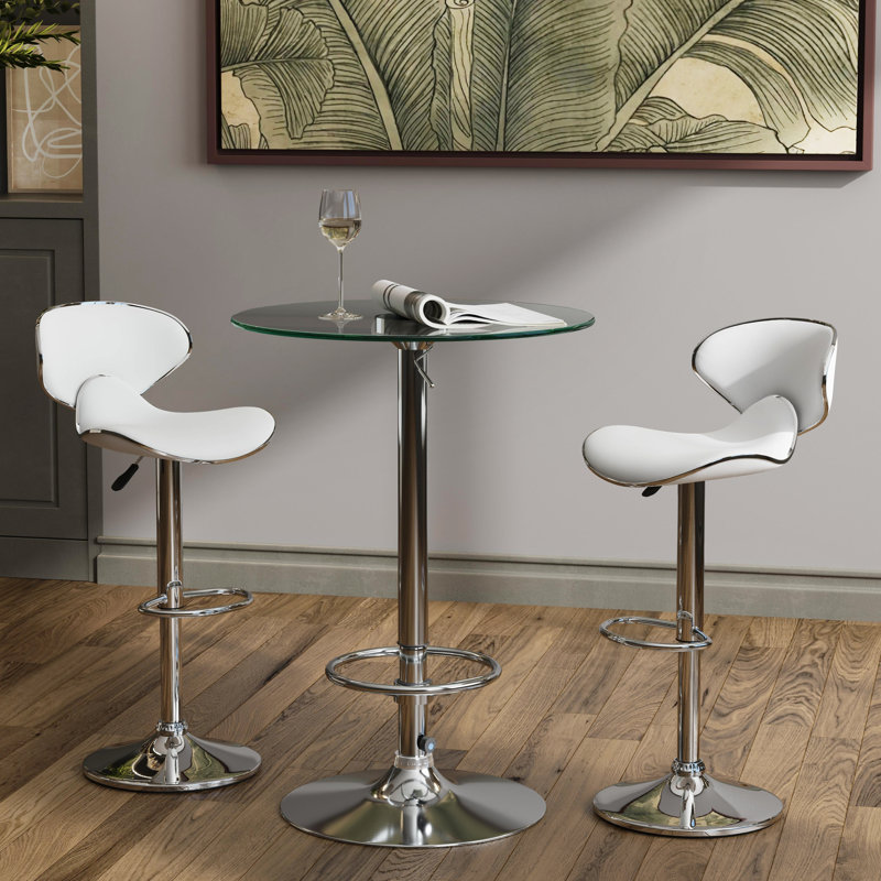 Aishvi 2 - Person Pedestal Dining Set, Chrome, White