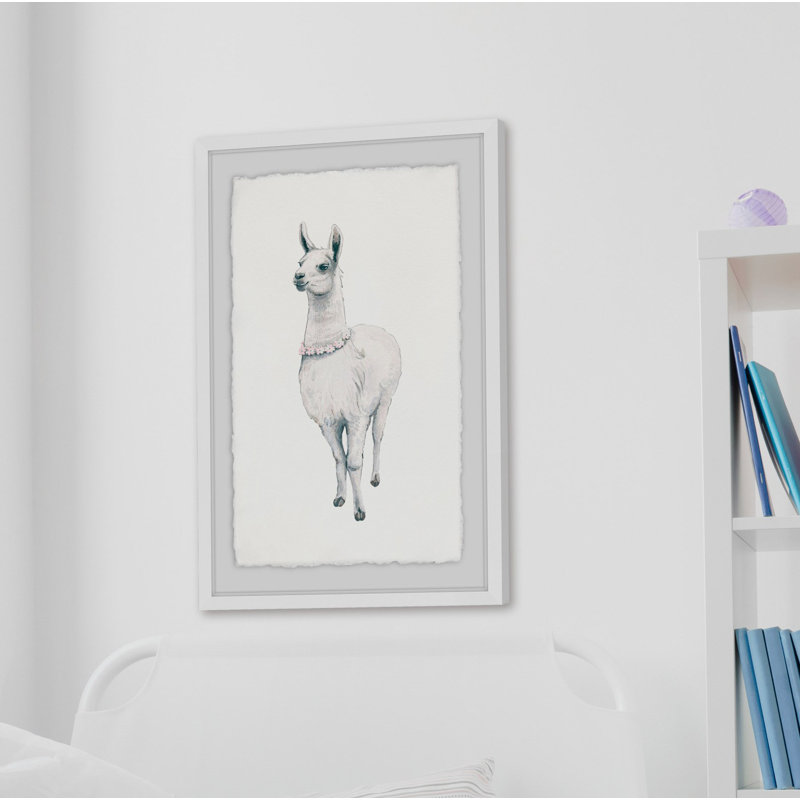Flower Fringed Llama - Single Picture Frame Print, 30 cm H x 20 cm W x 4cm D