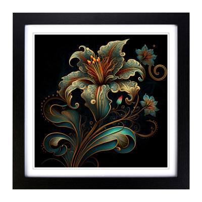 Lily Flower Paisley Art - Single Picture Frame Print on Wood