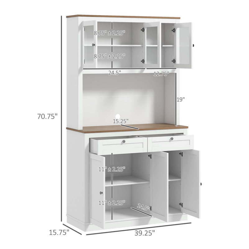 Armoire de rangement pour garde-manger de 71 po de hauteur avec support pour micro-ondes