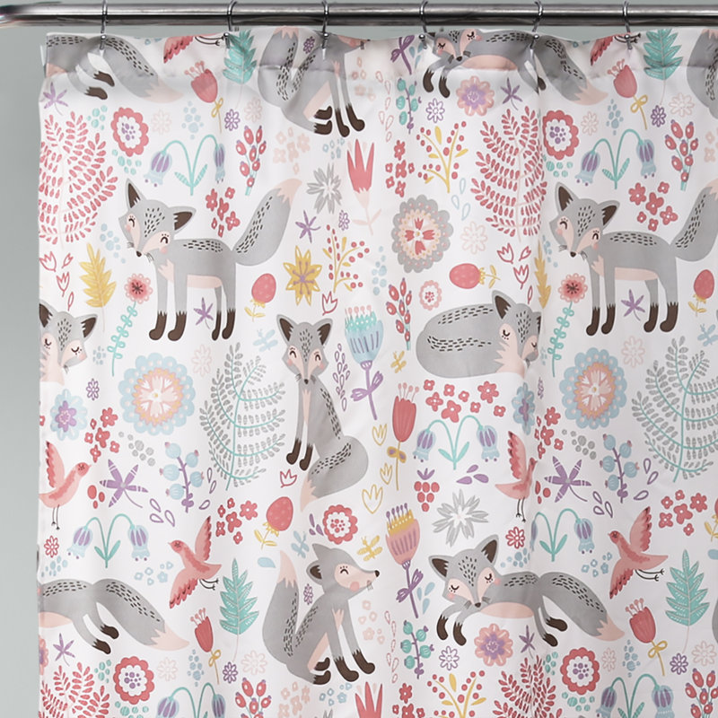  Single Shower Curtain, Grey/Pink