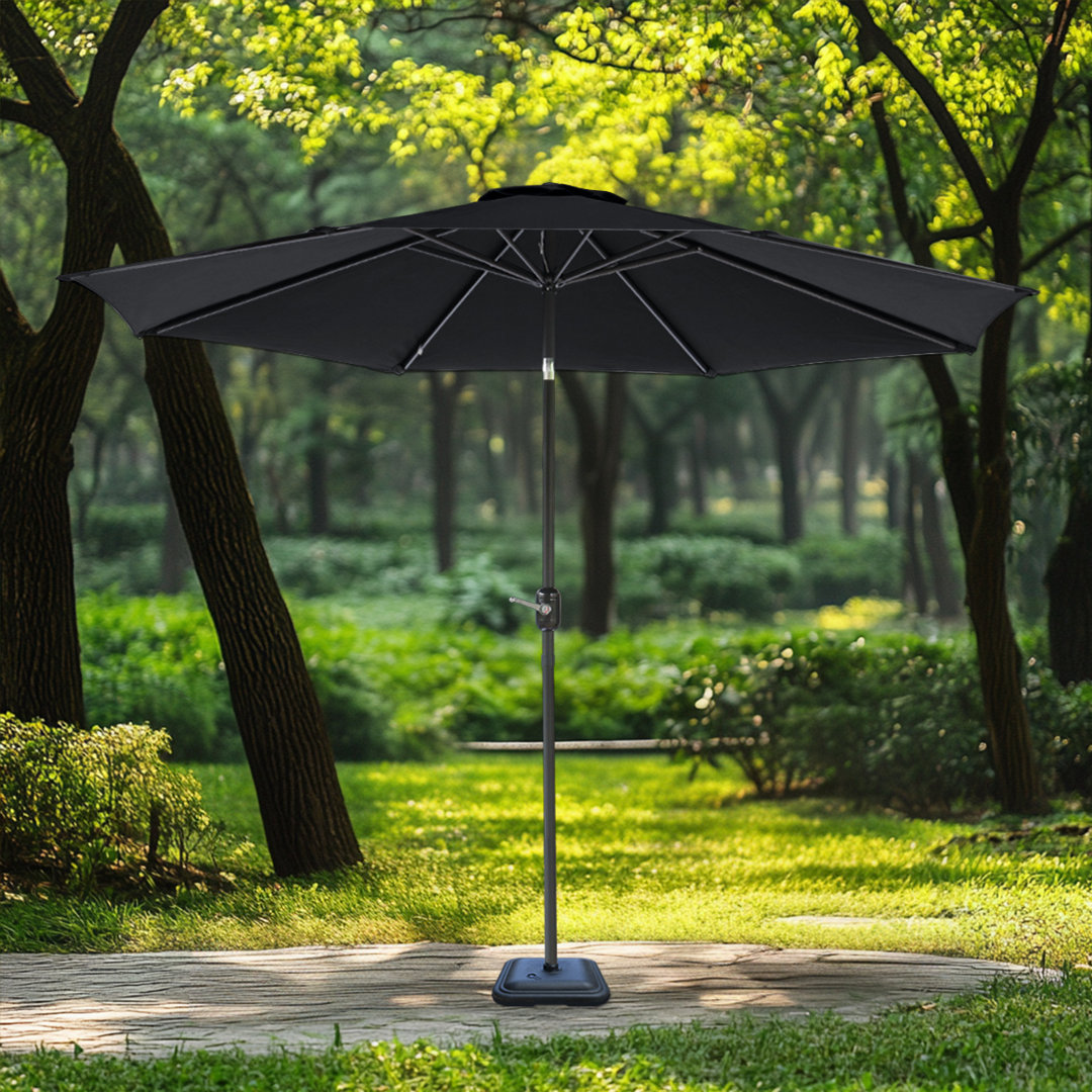 2.7M Garden Parasol Outdoor Patio Tilting Umbrella Crank Handle with Base