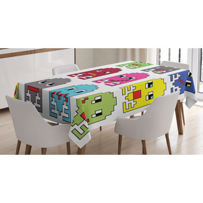90'S Vintage Video Games Style Cartoon Showing Vary Emotions With Stroke Art Print Tablecloth