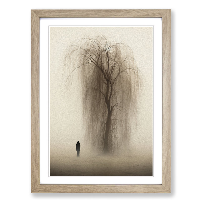 Weeping Willow Minimalism - Framed Print, Oak Framed, 64cm H x 46cm W