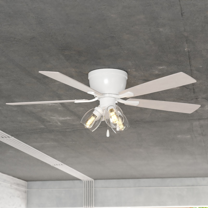 Audronis 52'' Ceiling Fan with Light Kit, Gray Elm, White