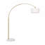 Lampe sur pied arquée moderne de 84 po, lampe sur pied arquée en laiton brossé de 69 po de large avec base en marbre blanc lesté, abat-jour tambour en lin blanc, interrupteur au pied, lampe de lecture incurvée sur canapé pour la chambre à coucher, douille E26