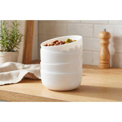 Ensemble de 4 bols en verre opale Oslo, 10 cm (4 pouces) - Petits bols blancs durables et résistants aux éclats pour les collations, les trempettes, les desserts et les condiments