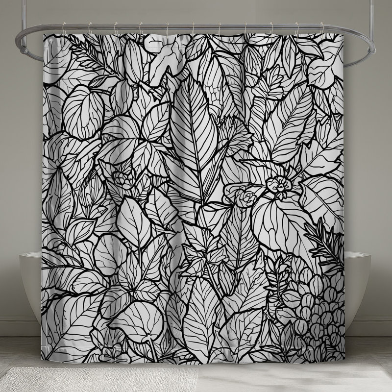 Rideaux de douche détaillés à feuilles détaillées, L 70 po x H 84 po