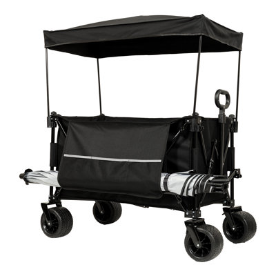 Collapsible Foldable Extended Wagon With Canopy,480Lbs Weight Capacity, Heavy Duty Folding Utility Garden Cart With Big All-Terrain Beach Wheels & Dri -  JEWORY, W2932P253157-cz046