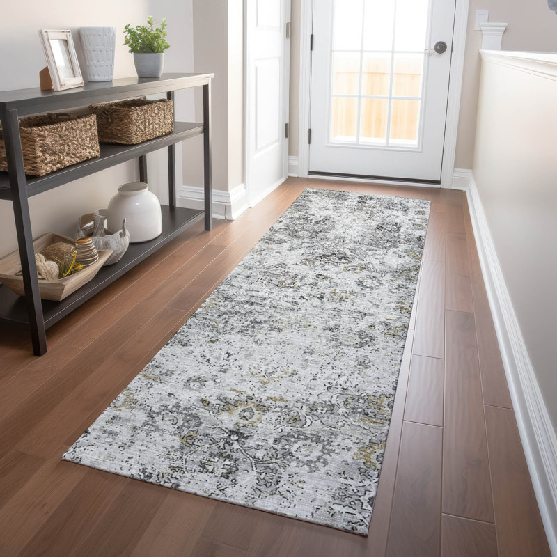 Premium Machine Washable Andreau AMF92 Ash Rug, Runner 2'3" x 7'6"