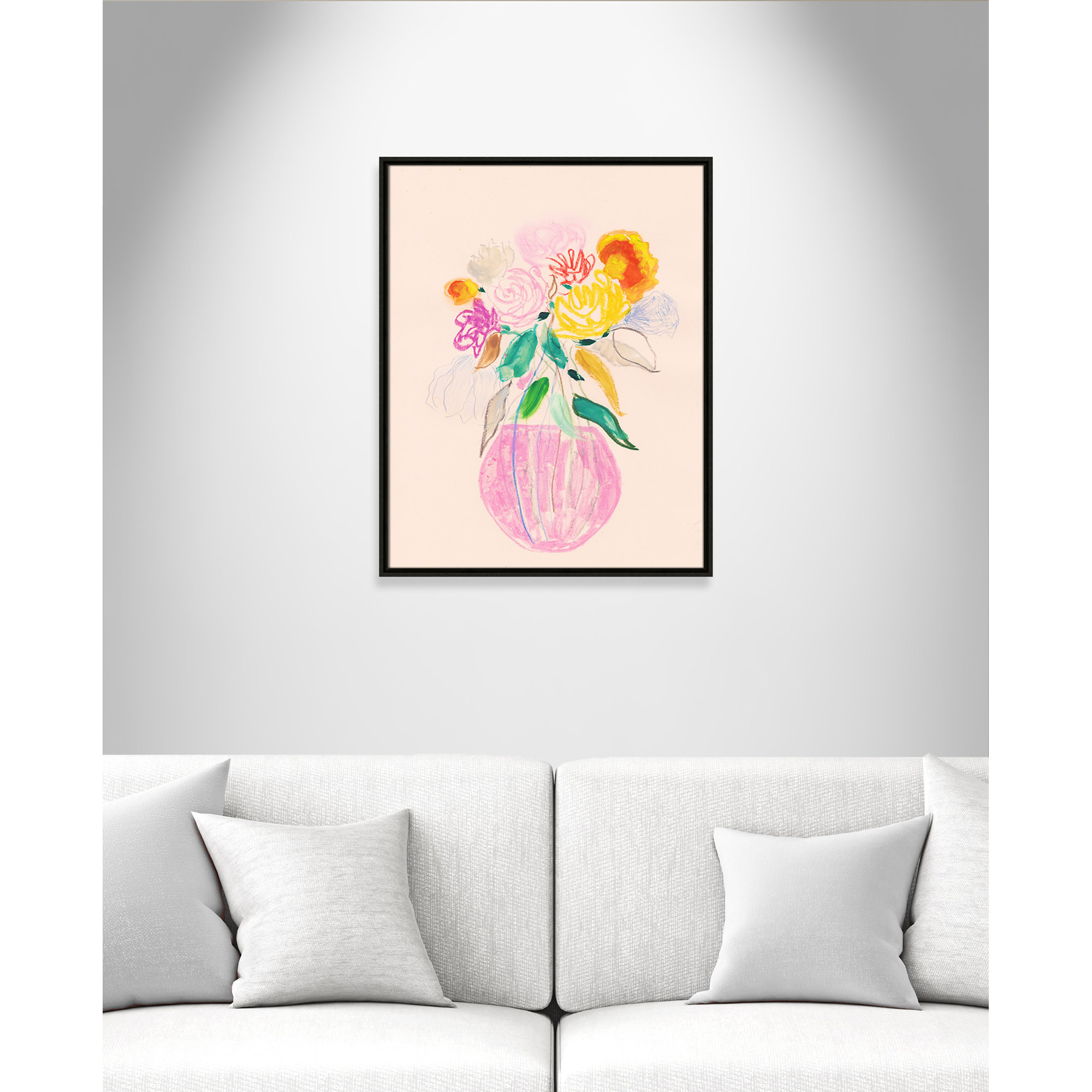 Simple Floral I Print by Bea Dina, Espresso Floater Framed Canvas, No Mat, 29.5" H x 23.5" W x 2" D