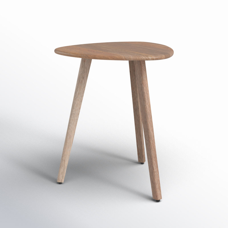 Table de bout à 3 pieds en bois massif Azori, Naturel