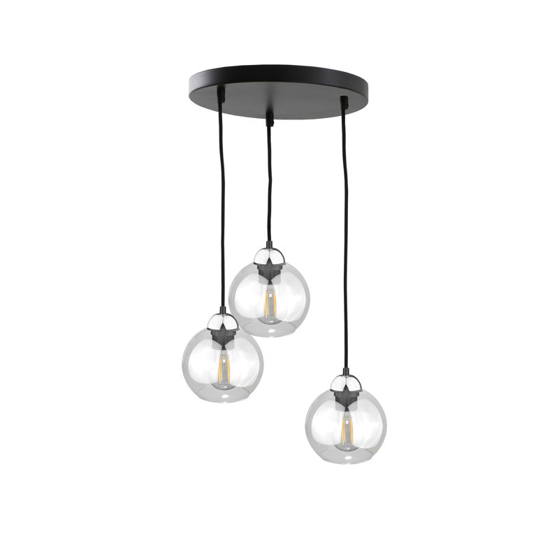 Biggs 3 - Light Kitchen Island Pendant, Black/Silver