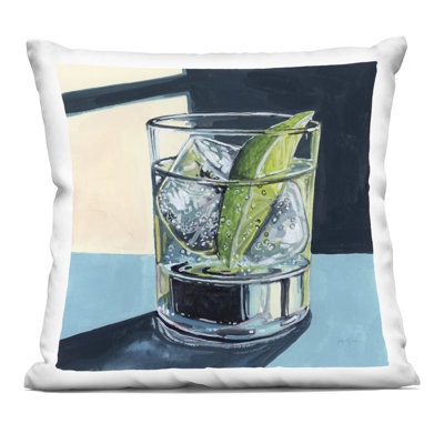Strong Gin and Tonic Decorative Printed Throw Pillow, design by Kate Jarvik Birch, 18 x 7 x 18