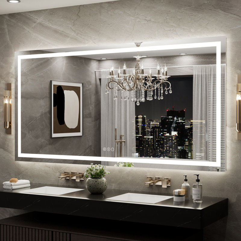 UL Certified Front & Back LED Anti-Fog Tempered Glass Bathroom Vanity Mirror, 72" x 36"