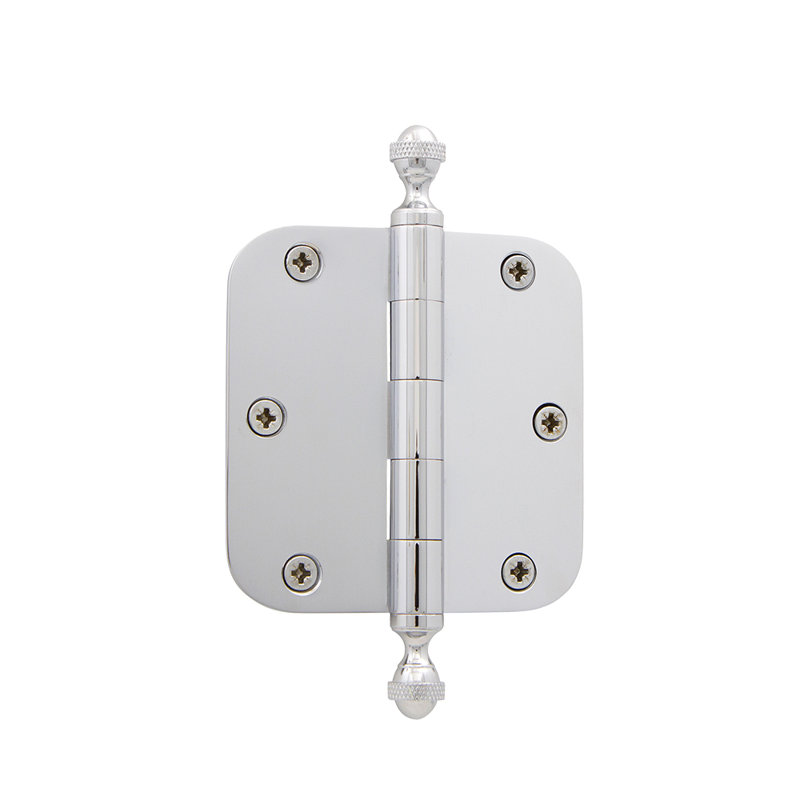 3.5'' x 3.5'' Brass Butt Bearing Hinge, Bright Chrome