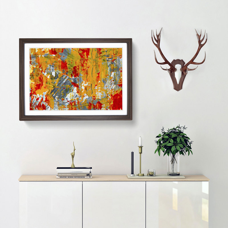 Abstract Art Painting Vol.217 by S.Johnson - Picture Frame Painting Print, 62cm H x 87cm W x 2cm D, Walnut Framed