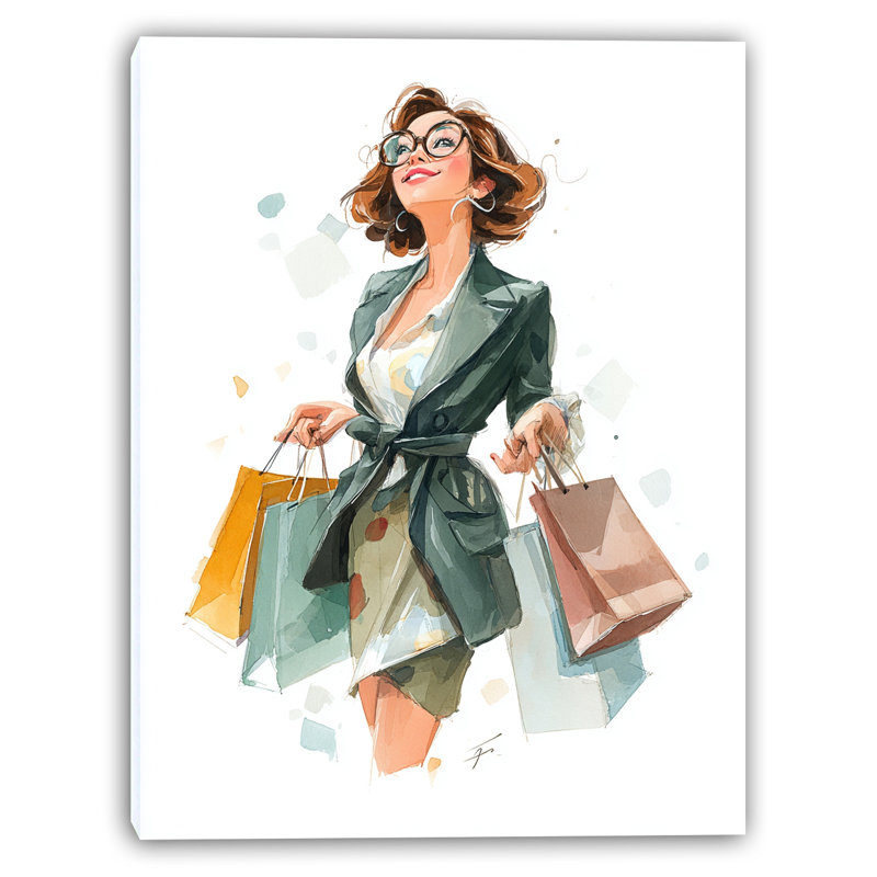 «Confident Shopper», art mural sur toile tendue, H 40 po x l 30 po