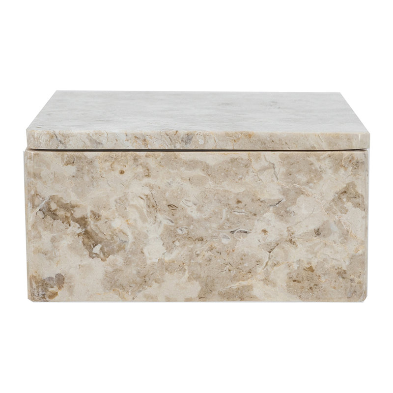 6x3x4" Rectangular Marble Storage Box With Natural Cream Finish