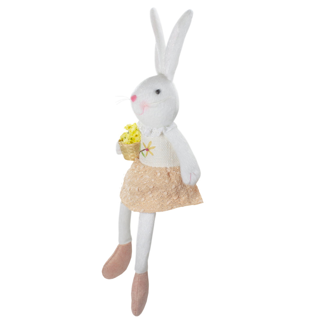 24" White and Pink Girl Bunny Rabbit Easter and Spring Table Top Figure Northlight Seasonal