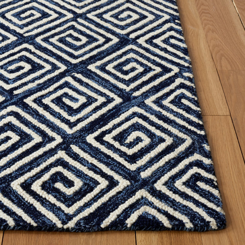 Tapis géométrique en laine et en coton touffeté à la main Tashieka, Carré 6 pi