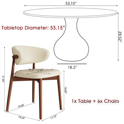Otelia 7PCS Round Dining Table Chairs Set