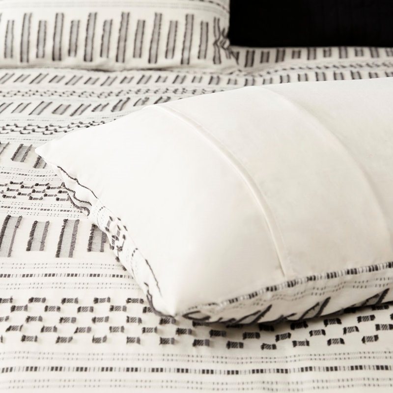 Literie en coton - grand / gris anthracite, 100% coton, style, Bartacks cachés, 2 taies décoratives, grand édredon chic, design moderne décontracté