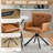 Modern Faux Leather Upholstered Swivel Armchairs with Tufted Back, Metal Legs-735429544