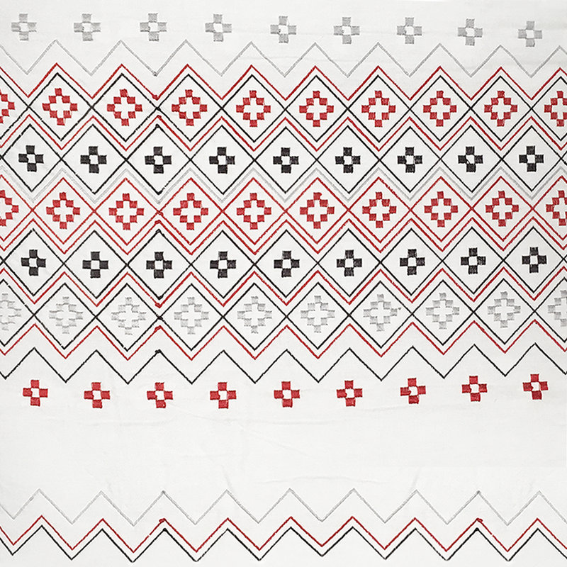 Aida Cotton Geometric Shapes Comforter, Queen, Red