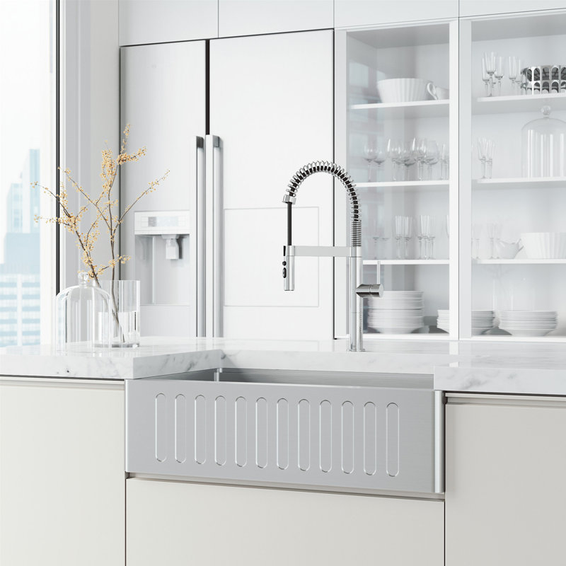 Robinet de cuisine à douchette rétractable 3 fonctions H 1 po Edison Pro, Chrome