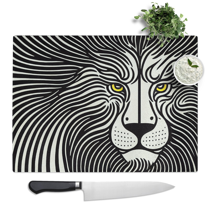 Celebrated Abstract Lion  Glass Chopping Board