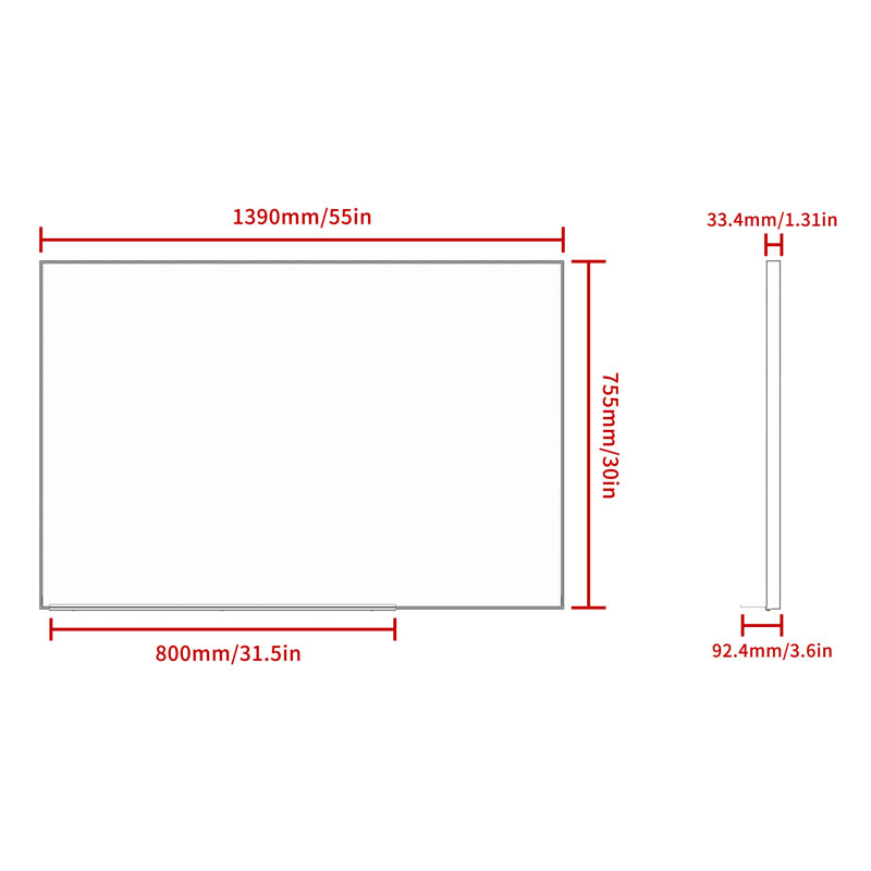 48"x32" Oversized Modern Rectangle Bathroom Mirror with Frame, Silver